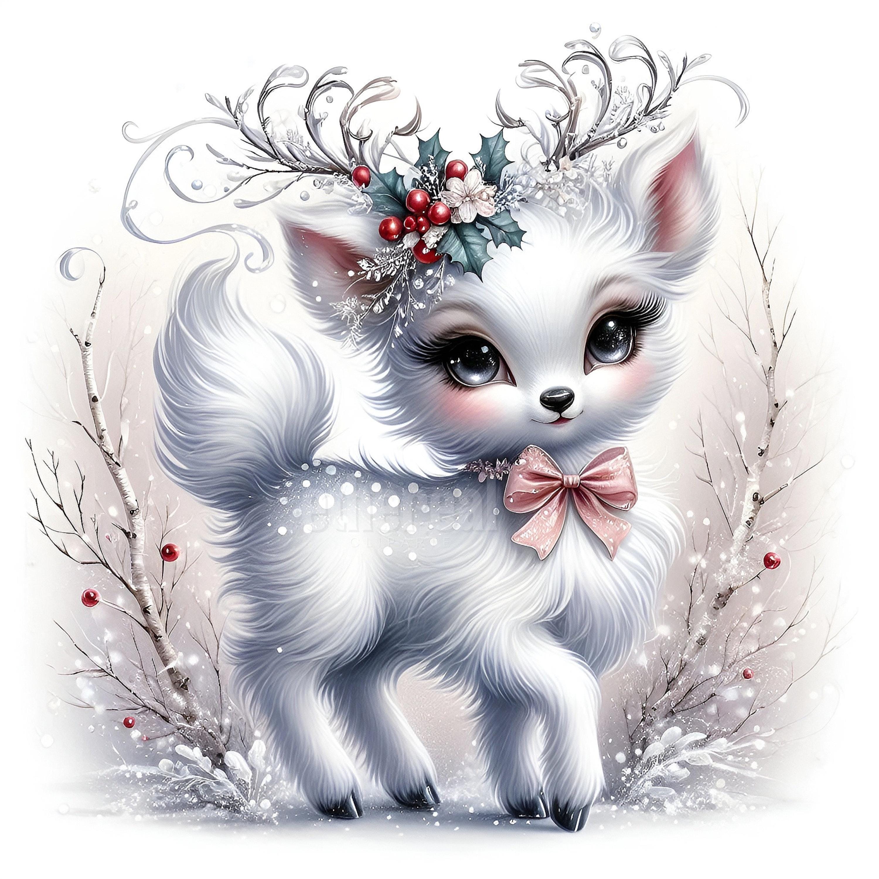 Christmas Reindeer Clipart, Watercolor Christmas Clip Art, Winter ...