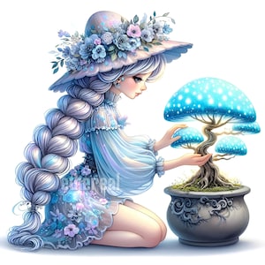 Niedliche Gnome Clipart, himmelblaue Kristall Gnome Clipart, Gnome Clipart Bundle, digitale Clipart, Set von 10, persönlichen und kommerziellen Gebrauch