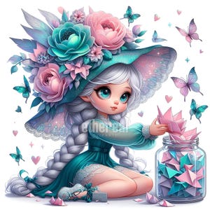 Gnome Clipart, Blumenzwerg Clip Art, Gnome Clipart Bundle, Teal und Pink Clipart, digitale Clipart, Set von 10, persönlichen und kommerziellen Gebrauch