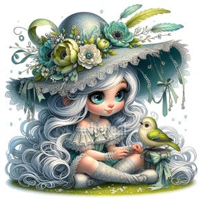 Vogelliebhaber Gnome Clipart, Gnome Clipart, süßes Mädchen Gnome Clip Art, digitale Clipart, Clipart Bundle, Set von 10, kommerzielle Nutzung