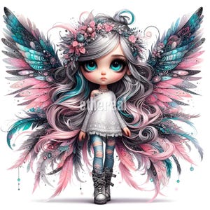 Clipart papillon fille, clipart fille original, clipart papillon rose, fantaisiste journal indésirable, scrapbooking imprimable, téléchargement immédiat