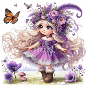 Chasing Butterfly Gnome Clipart, Gnome Clipart, Floral Gnome Clip Art Bundle, Digital Clipart, Set of 10, Personal and Commercial Use