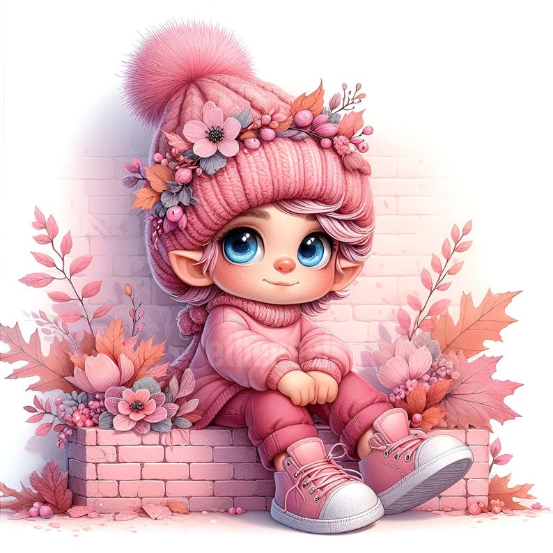 Gnome Clipart, Fall Gnomes Clip Art, Autumn Pink Junk Journal, Fantasy ...