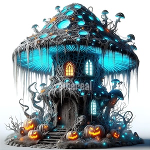 Clipart Casa Fungo, Clipart Casa Fungo delle Fate, Clipart di Halloween, Clipart Digitale, Pacchetto Clipart, Set di 10, Uso Commerciale