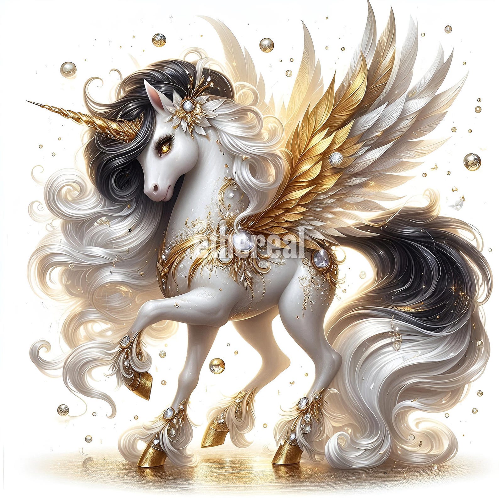 Black and Gold Unicorn Clipart Bundle, Elegant Theme (digital Clipart ...