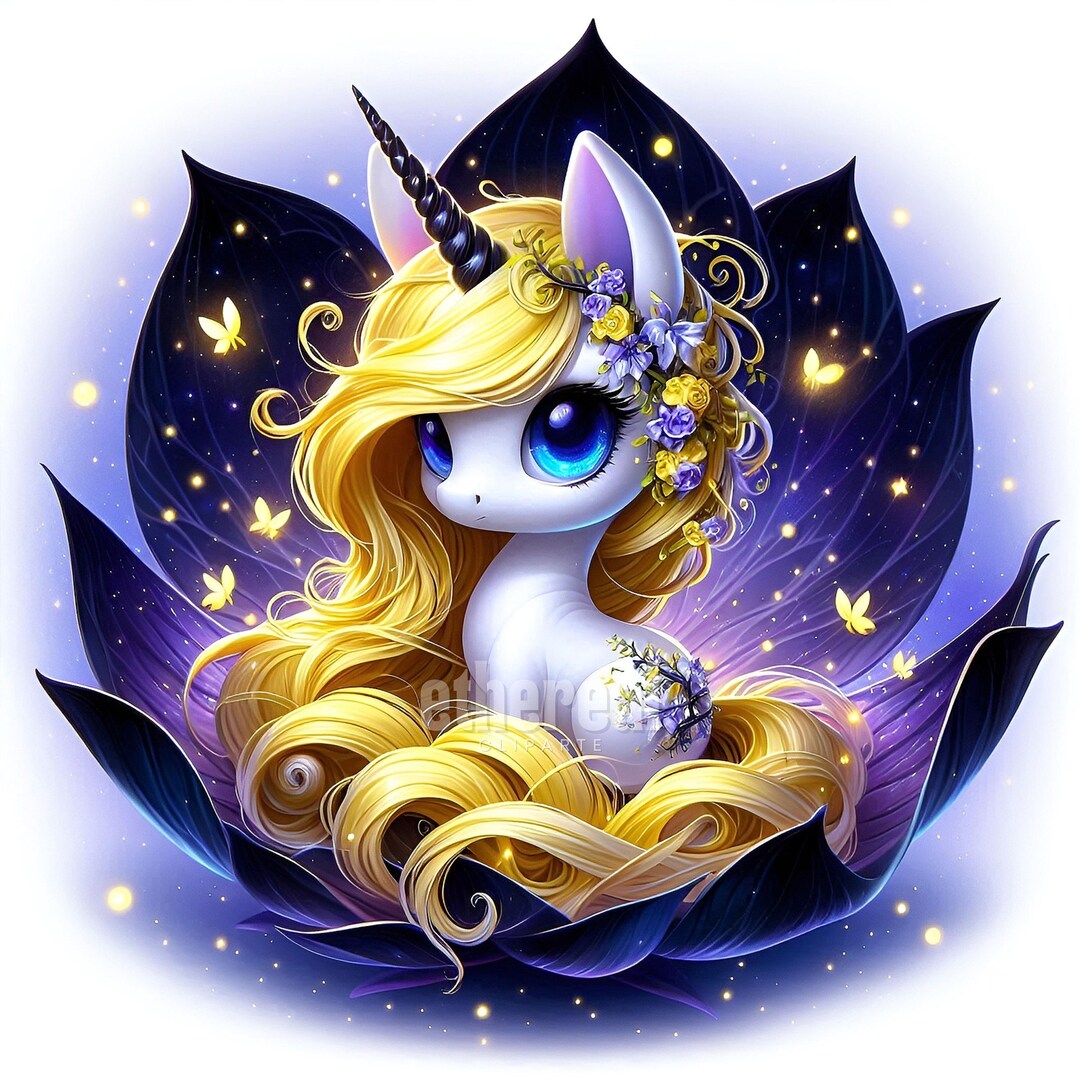 Floral Unicorn Clipart Set: Baby Fantasy Unicorns (10 JPG Digital Files ...