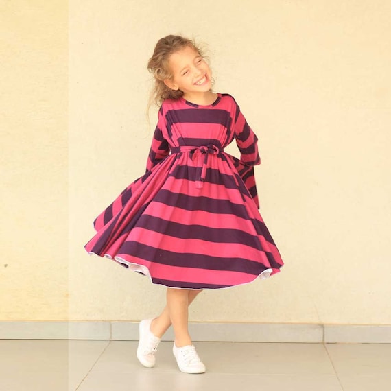 pink purple striped dress