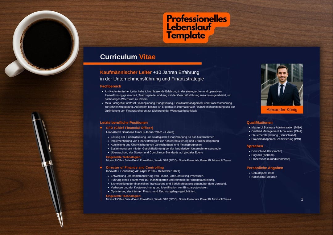 Template, CV Template German, Modern CV Design, Application Template ...