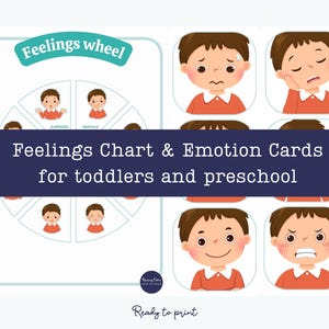 Rueda de sentimientos y tarjetas de emociones para niños | 8 emociones principales imprimibles | Herramienta de regulación emocional | Recursos para el aula y la terapia