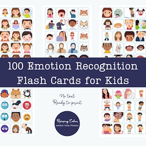 100 Emotion Flash Cards for Kids | No Text Feelings Cards | SEL Printable for Emotion Recognition | Therapy Tool | Preschool Activity