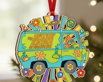 Lab Mystery Machine Ornament, Science Lab Van Wooden Ornament, Chemist Gift, Scientist Christmas Decor,Custom Wood Ornament 2025 J-141125O04