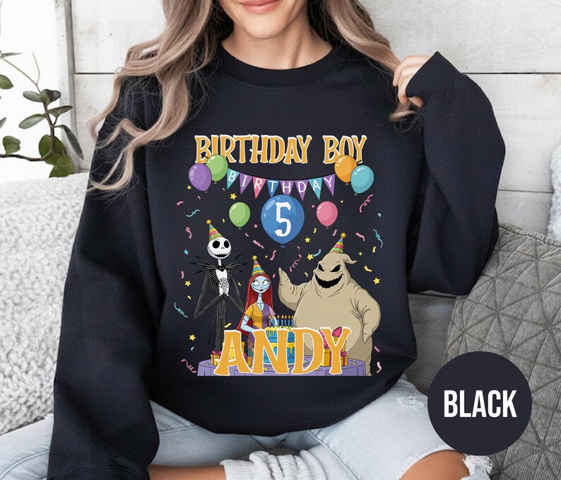 Personalized Nightmare Before Christmas Birthday Sweatshirt, Jack Skellington 5th Birthday Andy Sweatshirt, Disney Halloween Shirt JCPB06-2 bild 15