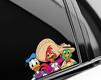 Calcomanías para ventana de coche "Tres Caballeros Peeker Peeking" - Vinilo impermeable para parachoques - Paquete de pegatinas C1IY32