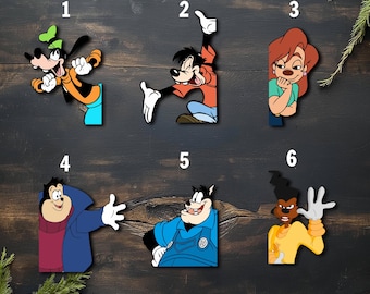 Pegatina divertida de Goofy Peekaboo para ventana de coche, vinilo impermeable para parachoques, paquete de pegatinas Disney Goofy Max, pegatina de Roxanne NGU225