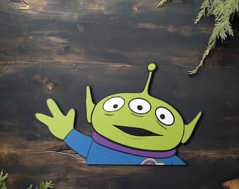 Calcomanía para coche de Toy Story con diseño de alienígena Peeker, vinilo para parachoques de ventana de Pixar, calcomanía para equipaje, casco, guitarra y portátil C1FZ20