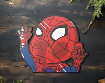 Calcomanía de vinilo de Spider-Man Peeking Peekabo Peekers, adorable calcomanía de Marvel, pegatinas de vinilo impermeables para parachoques, paquete de pegatinas C1FZ18