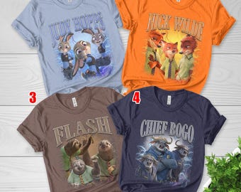 Custom Vintage Disney Zootopia Characters Shirt, Personalized Nick Wide Judy Hoops T-shirt, Disneyland Family Trip C1JM10