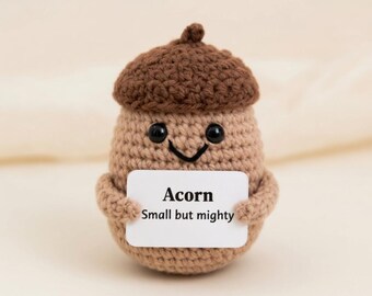 Multiple Crochet Garden Animals Set of 5, Amigurumi Mushroom Acorn Sunflower Ladybug Snail with Messages, Inspirational Gift Set R-02042634
