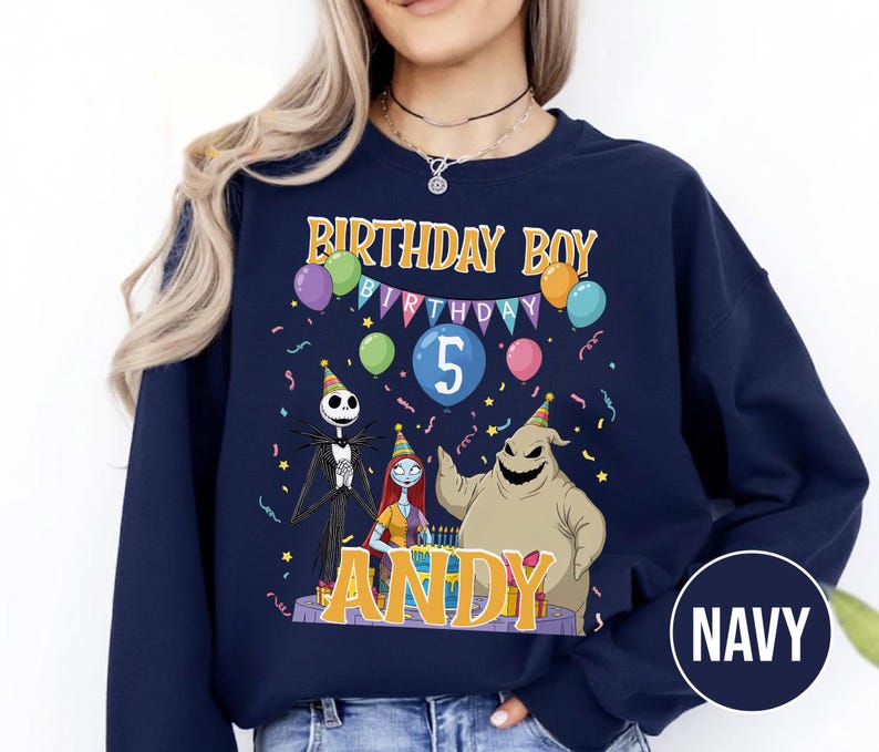 Personalized Nightmare Before Christmas Birthday Sweatshirt, Jack Skellington 5th Birthday Andy Sweatshirt, Disney Halloween Shirt JCPB06-2 bild 14