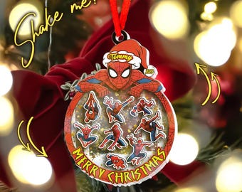 Personalized Spidey And His Amazing Friends Ornament Shaker, Spidey Christmas Shaker Ornament, Spidey Christmas Hanging Tree D2NW16