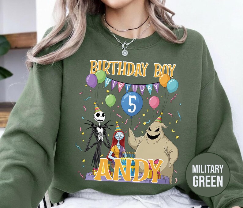 Personalized Nightmare Before Christmas Birthday Sweatshirt, Jack Skellington 5th Birthday Andy Sweatshirt, Disney Halloween Shirt JCPB06-2 bild 11