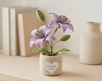 Multiple Crochet Lily Potted Plant, Handmade Flower Decor, Mother's Day Gift for Mom, Desktop Accent Y-01042616C1