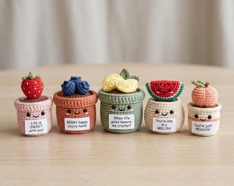 Multiple Crochet Fruit Plant Desk Decor Emotional Support Gift Punny Office Desk Accessories Birthday Gift Cute Handmade Gift Y-14052610C
