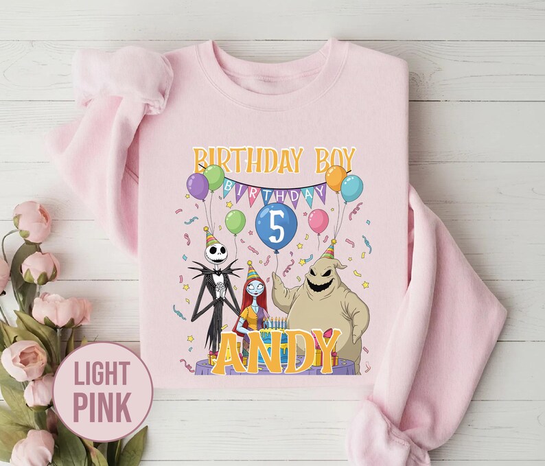 Personalized Nightmare Before Christmas Birthday Sweatshirt, Jack Skellington 5th Birthday Andy Sweatshirt, Disney Halloween Shirt JCPB06-2 bild 2