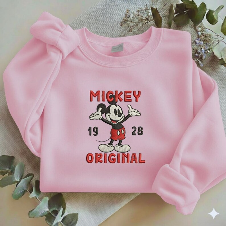 Embroidered Mickey Original Sweatshirt, Retro 1928 Disney Shirt,Vintage Mickey Mouse Crewneck, Disney World Vacation Gift, Classic RRD-2WL93 image 4