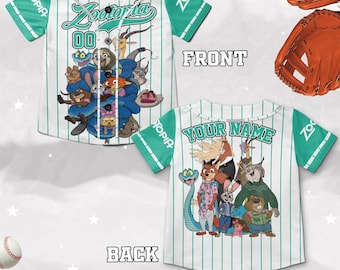 Camiseta de béisbol de cumpleaños de Zootopia, nombre personalizado, edad, niño, adulto, JCUP04