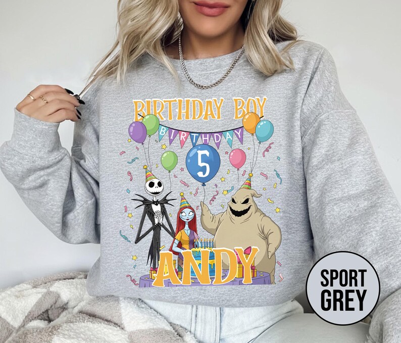 Personalized Nightmare Before Christmas Birthday Sweatshirt, Jack Skellington 5th Birthday Andy Sweatshirt, Disney Halloween Shirt JCPB06-2 bild 10
