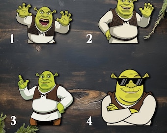 Shrek Meme Peekaboo Peeker Peeking Car Window Decals, Bumper Waterproof Vinyl Stickers, Pack Stickers, Decal G5ME16