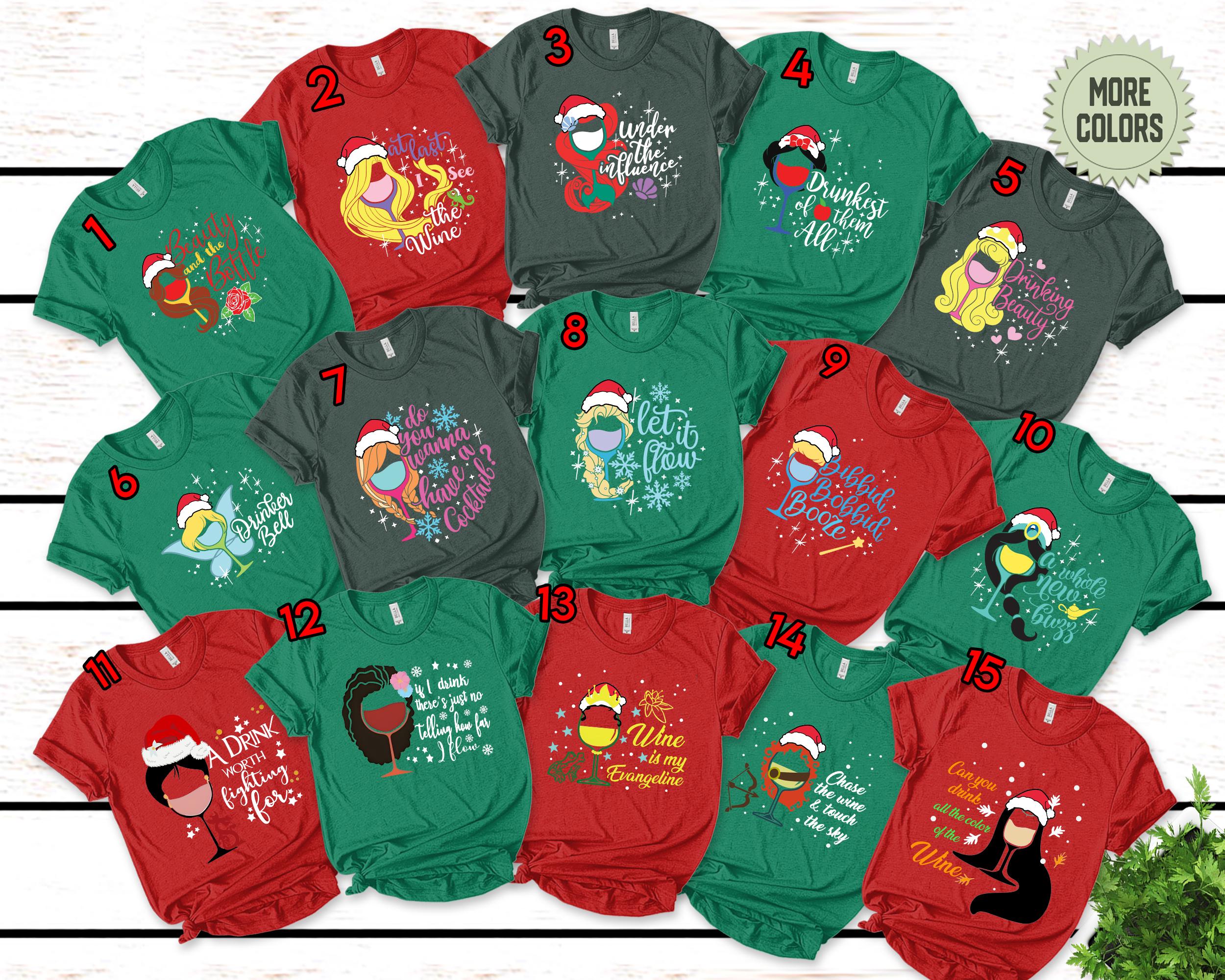 Discover Disney Princess Christmas Shirt, Disney Princess Christmas Drinking Shirt