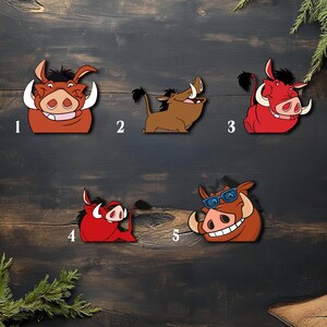 Timon and Pumba Peekaboo Sticker, Funny Lion Kings Peeking Car Window Decals, Bumper Vinyl Sticker, The Lion Kings Movie Stickers D2KN15
