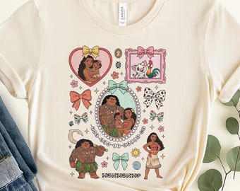 Retro Disney Moana Coquette Bows Shirt, Maui Moana Hei Hei and Pua Shirt, Disney Family Shirt, Disney Girl Shirt, Princess Fun Gift G5SG18