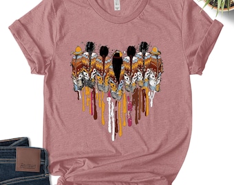 American Native Shirt, MMIW Awareness Shirt, Heart Dripping Shape With Tribe Indigenous Women, National Day Of Awareness For Missing E2IL04