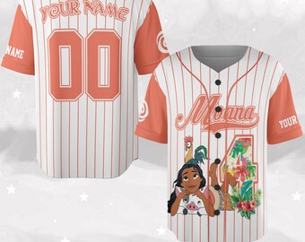 Custom Disney Princess Moana Simple, Custom Name Disney Game Day Kid Adult Jersey, Gift For Baseball Fan, Disney Princess D2N114