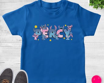 Custom Name Stitch and Angel Shirt, Lilo and Stitch Custom Girl Boy Shirt, Name Kids Family Shirt, Disneyland Family Matching Tee D2FW20