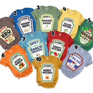 Group Condiments Shirts, Matching Condiment Halloween Costume Party Shirt, Friends Teachers Kids Tshirt, Adults Youth Ketchup E-30092299