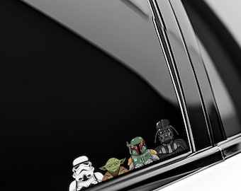 Star Wars Peeker Peekaboo Sticker, Car Window Decal, Star Wars Fan Gift, Star Wars Character Sticker, Galaxy Sci-Fi Car Accessory D2JC01