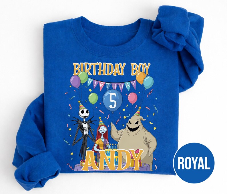 Personalized Nightmare Before Christmas Birthday Sweatshirt, Jack Skellington 5th Birthday Andy Sweatshirt, Disney Halloween Shirt JCPB06-2 bild 3
