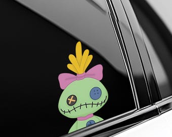 Peeker Vinyl Sticker Voodoo Doll Graphic Decal Weather Resistant Playful Stickers Blue Alien Sticker D2KJ08