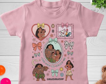 Retro Disney Moana Coquette Bows Shirt, Maui Moana Hei Hei and Pua Shirt, Disney Family Shirt, Disney Girl Shirt, Princess Fun Gift G5SG18
