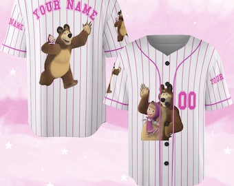 Masha And The Bear Baseball Jersey, Personalized Family Birthday Shirt, Personalized Marsha And The Bear Baseball Jersey C1EZ27