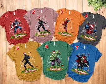 Avengers Christmas Shirt, Disneyland Christmas tee, Chibi Avengers Shirt, Thor Hulk Captain America, Superhero Christmas Shirt E-01112207