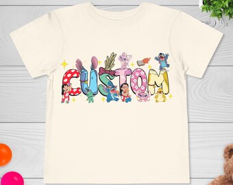 Custom Name Stitch Shirt, Lilo and Stitch Custom Girl Boy Shirt Name Kids Family Shirt, Disneyland Birthday Family Matching Tee G5QT33-01