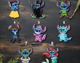 Disney Stitch Sticker Decal, Disneyland Cute Peekaboo Vinyl Car Window Decoration, Waterproof Laptop Water Bottle Sticker Pack Gift G5N306