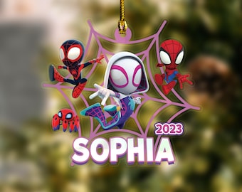 Personalized Spidey Christmas Ornament, Spidey with His Amazing Friends Ornament, Christmas Gift CYLM52
