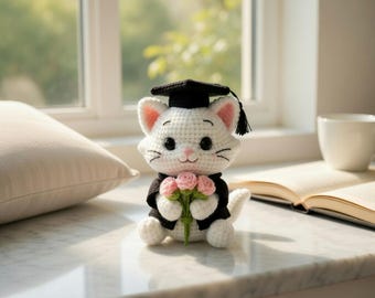 Multiple Marie Cat Crochet with Flowers, Handmade Marie Kitten Amigurumi, Disney Aristocats Plush, Cute Cat Nursery Decor Gift Y-27032601C