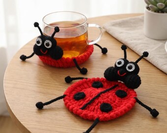 Posavasos de ganchillo con múltiples ranas, posavasos con diseño de animales, decoración de escritorio hecha a mano, regalo divertido para inauguración de casa, tapete estético para bebidas R-20042612